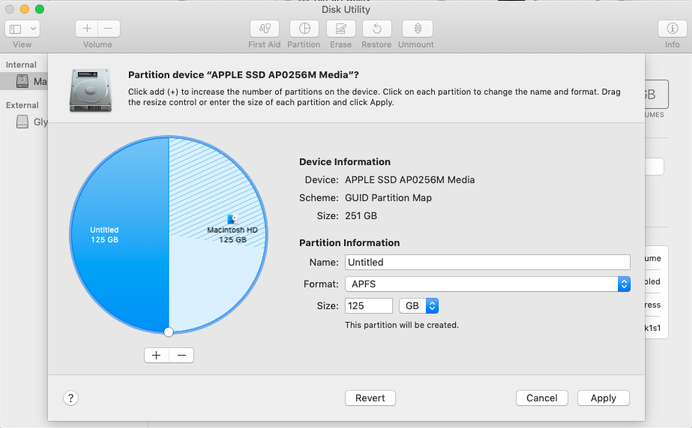 partition a external hard drive for a different scheme in mac